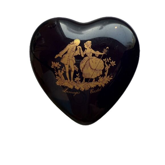 Vintage Limoges Castel Porcelain Heart Trinket Box Cobalt Blue 22K Gold France - Picture 8 of 10